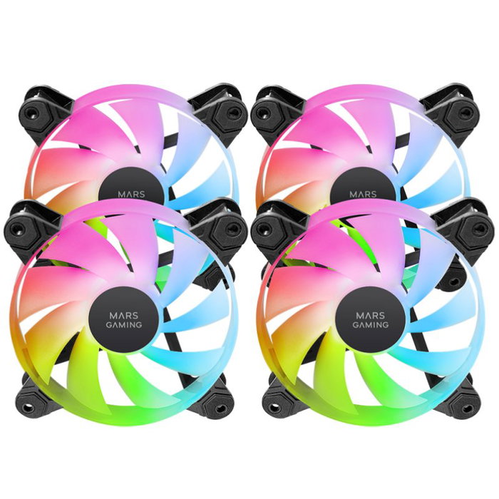 Mars Gaming Pack de 4 ventiladores MF4A ARGB Negro